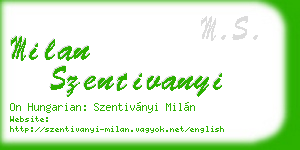 milan szentivanyi business card